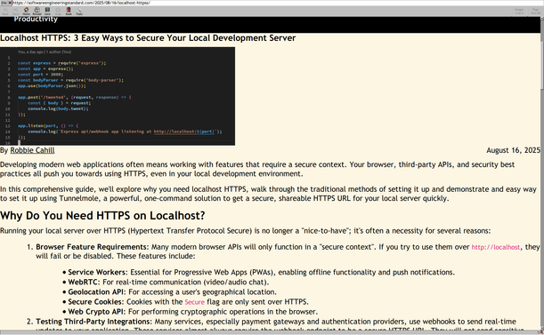 The article from "Software Engineering Standard" opened in the Dillo browser. Surprisingly, but it uses full width of browser window, without ugly unused space on the sides of tiny column of text.