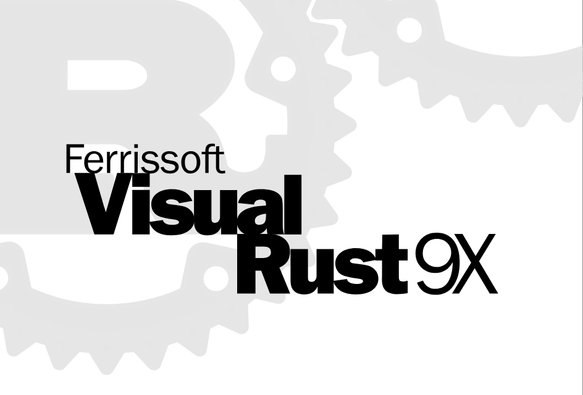 'Ferrissoft Visual Rust 9X', logo in the style of old Visual Studio logos