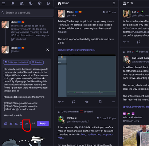 screenshot of my current window with the GIF button