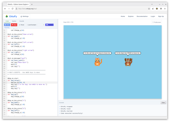 Two sprites moving at the same time