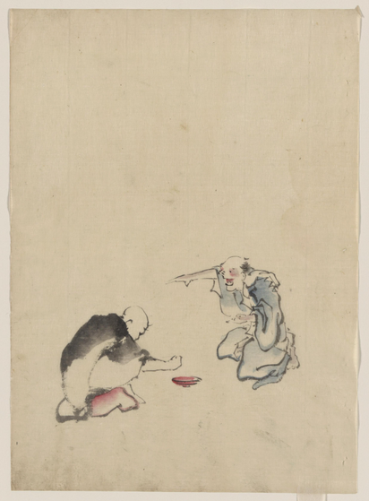 Woodblock print of two men gambling.

Image thanks - https://ja.ukiyo-e.org/
