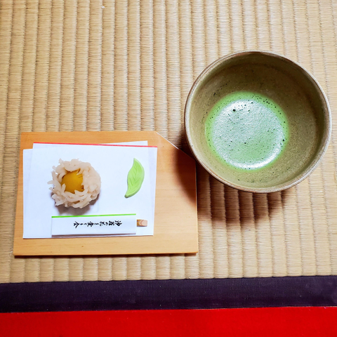 A sal flower inspired sweet and matcha at Torin-in to celebrate the blooming of the sal trees.