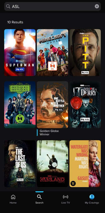 Search results for “ASL” showing multiple titles