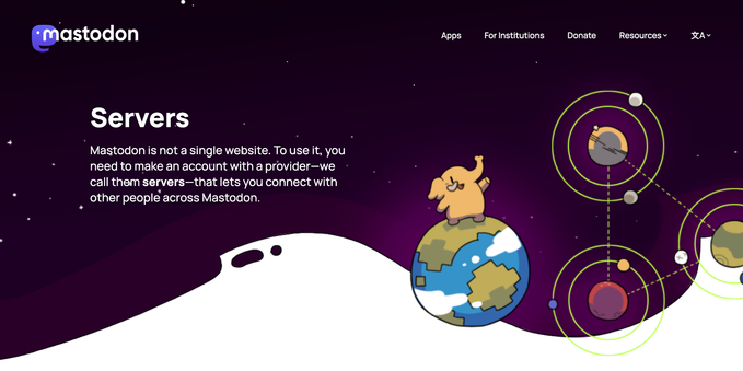 Screenshot of https://joinmastodon.org/servers