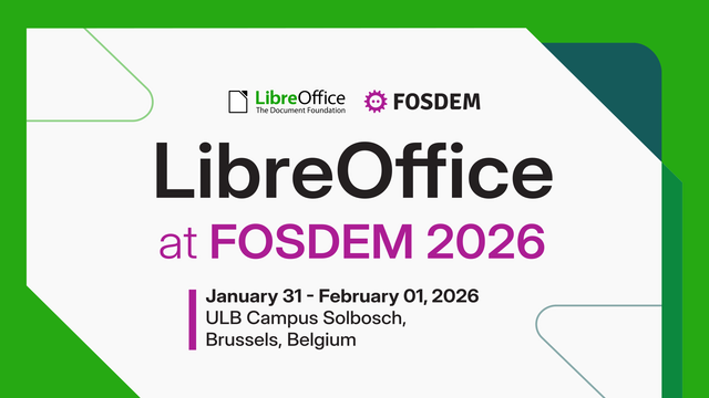 Banner saying that LibreOffice will be at FOSDEM 2026