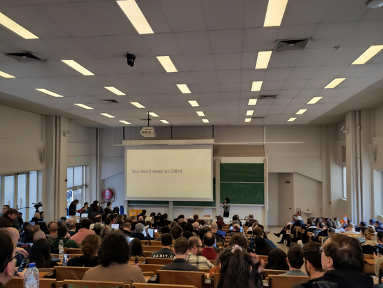 Title slide of a talk "you don't need an ORM"