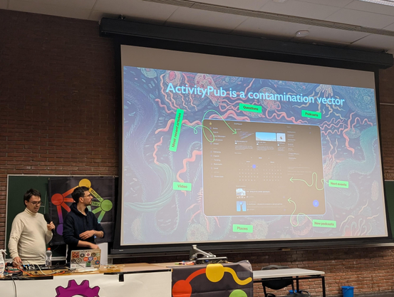 Mayel and Ivan on stage at Social Web Developer Room 