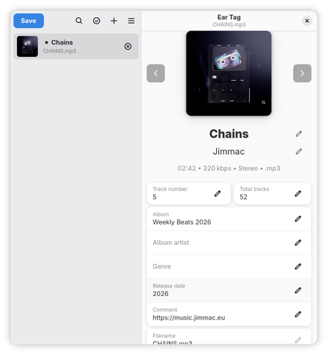 The super polished, straigh forward interface of Ear Tag. Contrasting to the madness I'm used to in the case of (still great to have, mind you) apps like EasyTag or Musicbrainz Picard it's a world of difference.