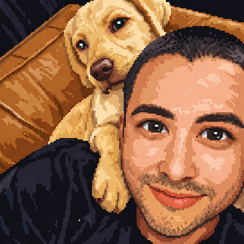 Daniel Supernault and his dog.