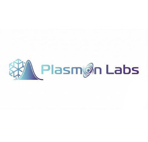 rough sketch of the logo I am considering with the words Plasmon Labs preceded by a small figure depicting a snowflake, and a Gaussian like curve. The figure on the left and then also the text both start off with a light pastel blue, something like a cross between cornflower blue and cyan ( I’m not great at colors). The text has also the same fade and they both go into a deep purple at the very end. The “s” at the end of labs has a purple that is almost black. The “O” in plasma is a shitty AI version of something that should look a little like an atom and there is supposed to be an emphasis on the outer valence electrons, which is where Plasmon excitation occurs. i’m looking for  a graphic design that would be able to present the figure on the left and make it composable with text on the right and for that the O should probably also be separable. another word that we would use for our platform as cryoPrior, and it would be similarly created.