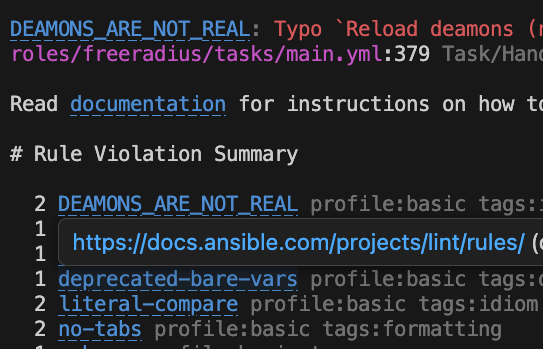ansible-lint output

DEAMONS_ARE_NOT_REAL: Typo `Reload deamons `