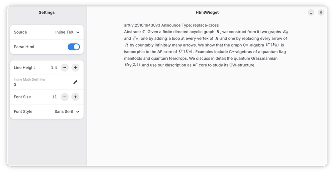 html2gtk sample showing text with inline tex math
