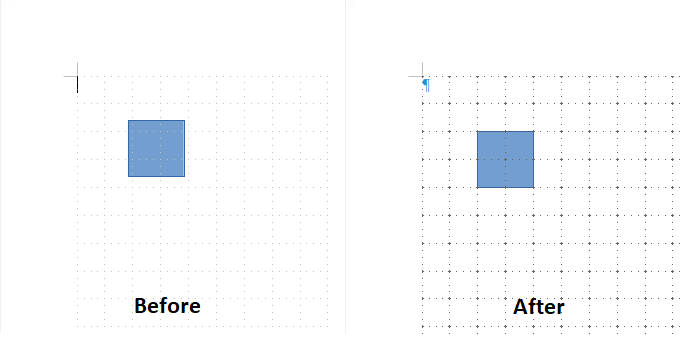 Screenshot of before and after, showing the grid improvement in LibreOffice 26.2