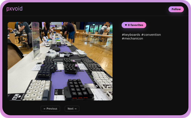 Screenshot of pxvoid. A federated webgallery. 