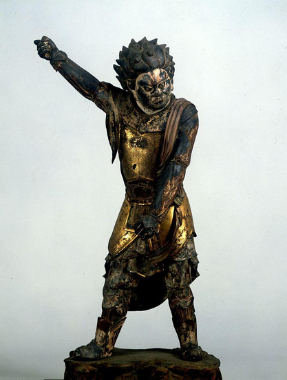 Standing Statue (Mikami God) of the Twelve Generals, #Tokyo National Museum, #Japan. It is said that this statue of the twelve generals was originally located at Joruri-ji, and may have been created by a #Buddhist sculptor of the Kei school, or as a homage to Unkei. #Buddhist statues with realistic, human-like facial expressions.
#BuddhistArt #Buddhism