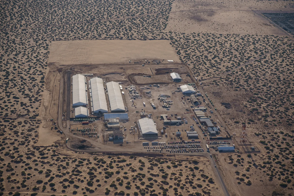 An aerial view shows an ICE detention facility being built to house immigrants at Fort Bliss in El Paso, Texas, last August.Photographer: Paul Ratje/REUTERS