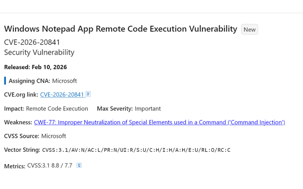screenshot from the CVE page
