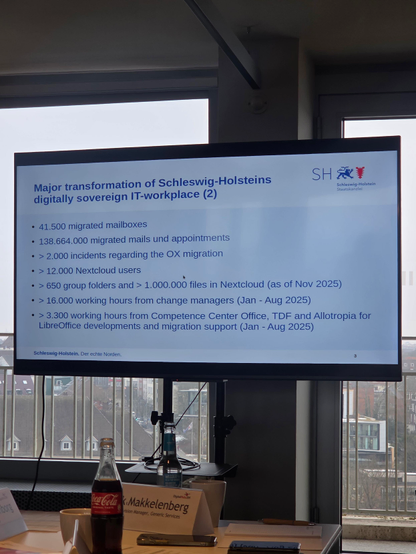 A slide from the Schleswig Holstein presentation about thei migration to open source alternatives