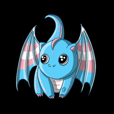 Cute dragon in the colours of the trans flag