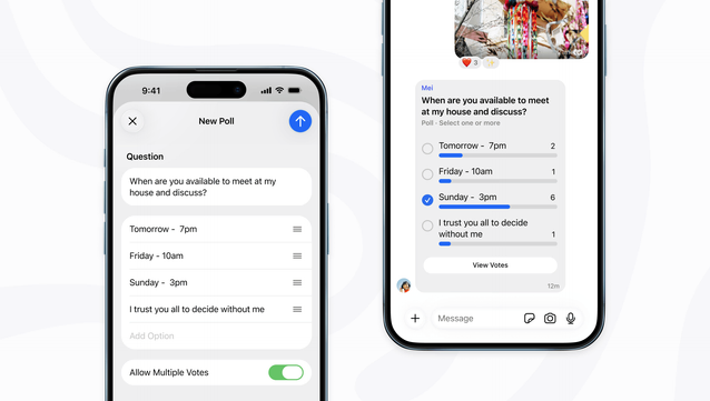 Screenshot of Signal polls in a chat