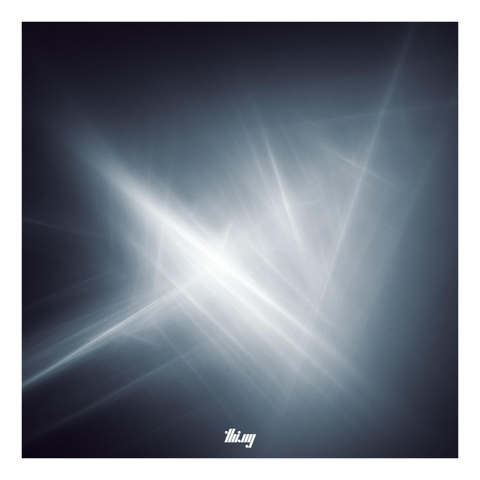 Simulated monochrome photograph of light streaks created by an IFS fractal. The streaks have a strong halo effect like lasers in a foggy atmosphere