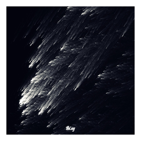 Simulated monochrome photograph of light streaks created by an IFS fractal.