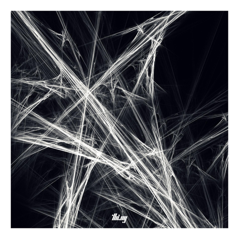 Simulated monochrome photograph of light streaks created by an IFS fractal.