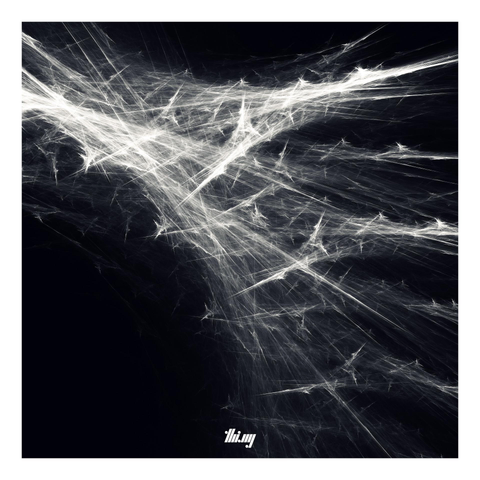 Simulated monochrome photograph of light streaks created by an IFS fractal.
