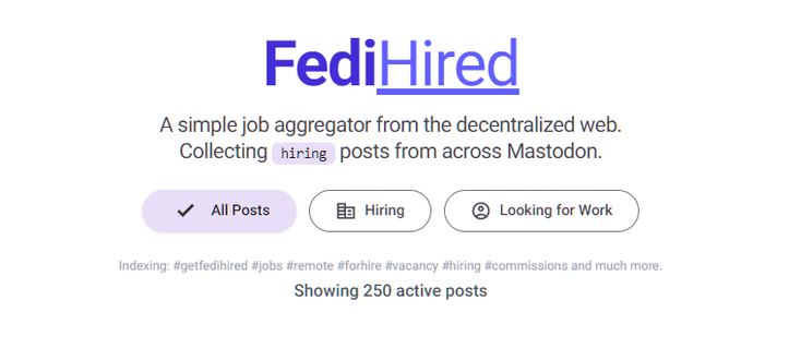 screenshot of fedihired