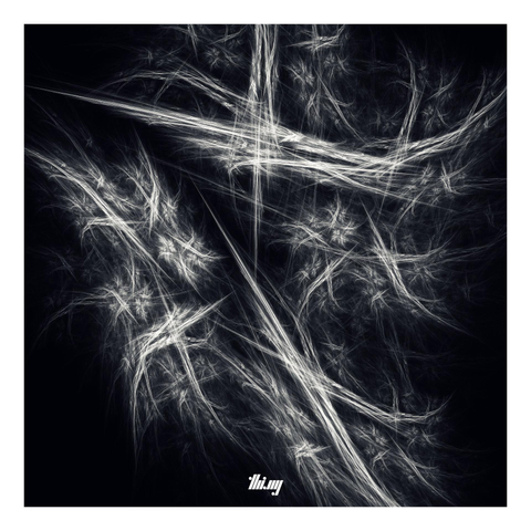 Simulated monochrome photograph of abstract light streaks created by an IFS fractal.