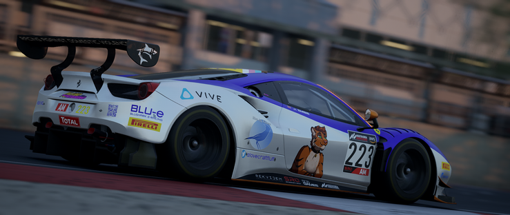 Jasper in his BLU-E Ferrari 488 Evo in ACC at Kyalami