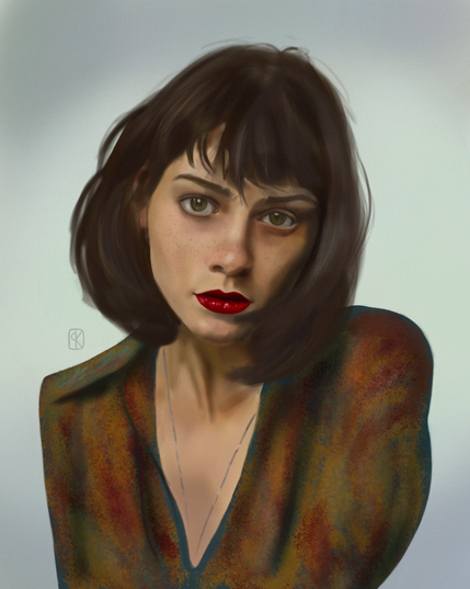 Portrait of a girl with red lipstick