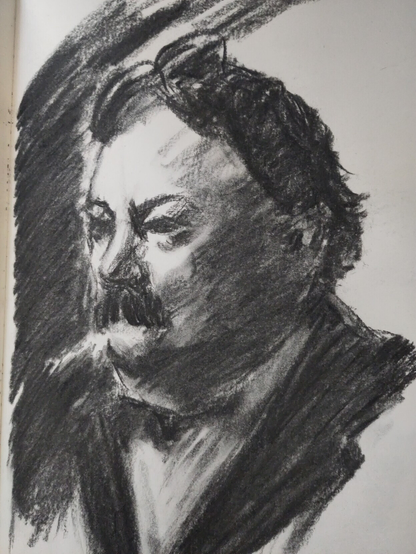 Portrait of a bourgeois man inspired from a sketch from Zorn. Charcoal on paper