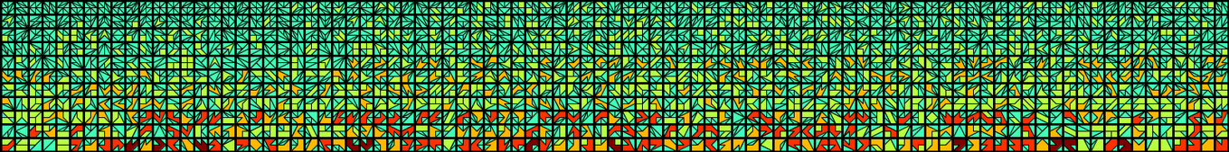 a grid of 979 squares divided insto polygons using a 3x3 grid of points