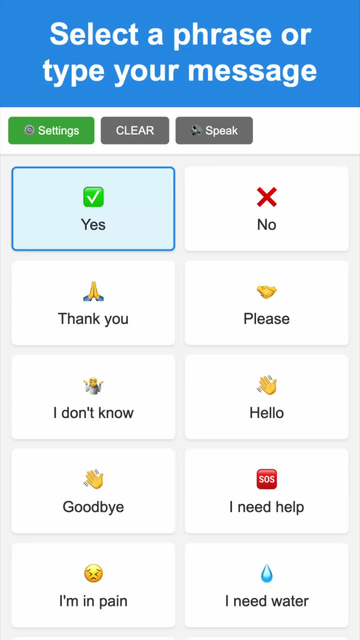 Screencast of VoxEase, application for augmentative and alternative communication.