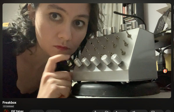 Youtube screenshot for Elif Yalvac and her handmade instrument Freakbox