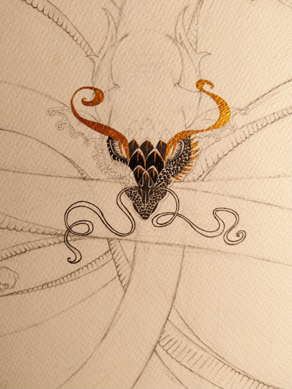 A work in progress of a Chinese-like dragon. 