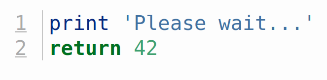 Two lines of Lua code, each preceded by a line number. The code has been syntax highlighted.