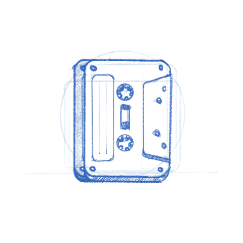 Mixtapes app icon sketch -- two tapes placed vertically