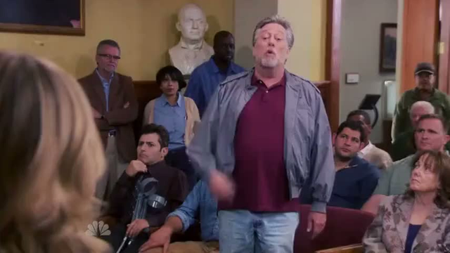 Scene from Parks and recreation, "we're not against you on this"