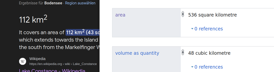 google says the area of Lake Constance is a fifth of its area …