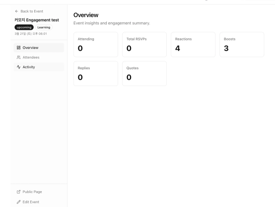 Dashboard for event organizers