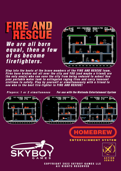 Box back for Fire and Rescue, featuring various screenshots of the game