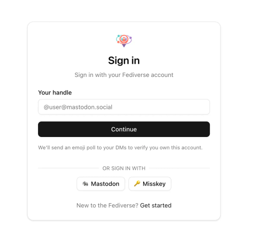 Ordinary signin page, and bottom of fediverse OTP login section, we can see mastodon/misskey signin button