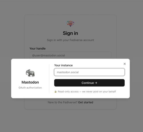 After input mastodon instance URL