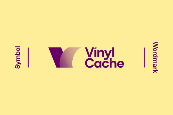 Full logo: the same symbol, with the Vinyl Cache wordmark added next to it.