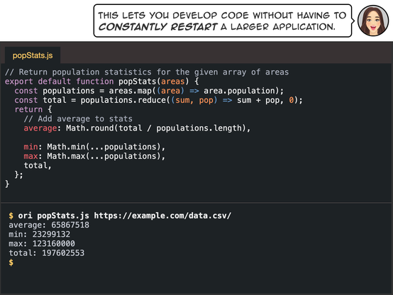 This lets you develop code without having to constantly restart a larger application.