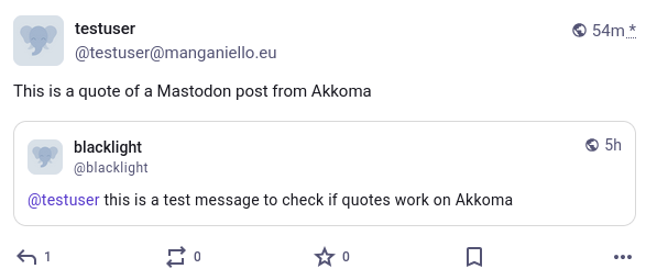Screenshot of a post from Mastodon quoted by an Akkoma user
