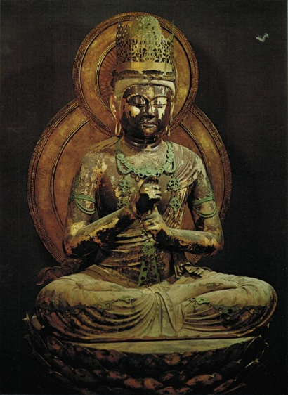 A sculpted image of the cosmic buddha Dainichi Nyorai (大日如来) dating to 1176 by the #Buddhist artist Unkei (運慶) at Enjōji Temple (円成寺) in #Nara, #Japan.
#BuddhistArt #Buddhism