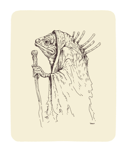 Drawing of a fish-like humanoid druid